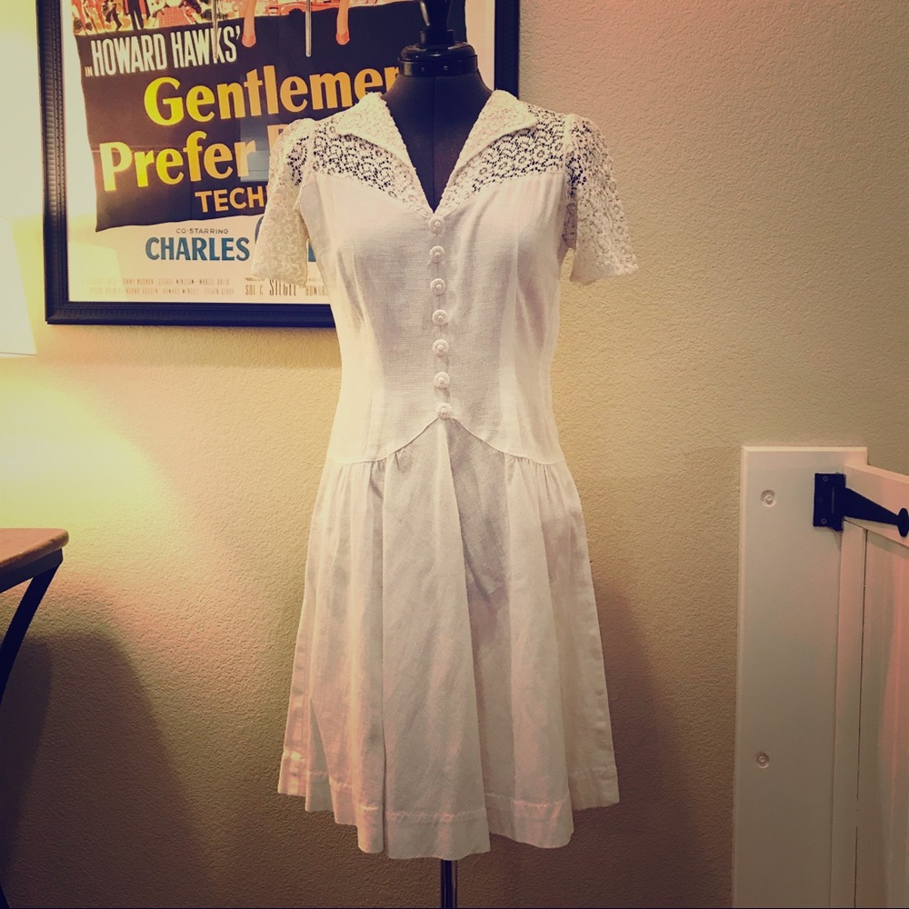 White vintage style midi dress